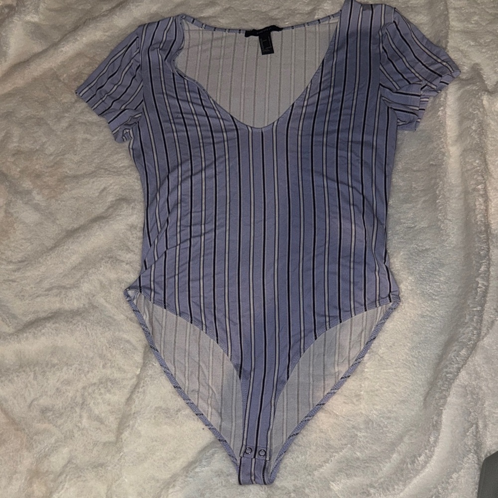 Forever 21 Striped V-Neck Bodysuit